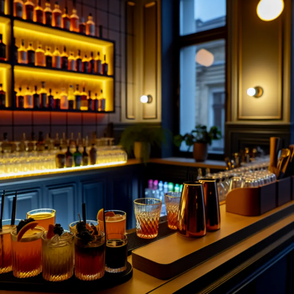 Przegląd kolorowych drinków na barze w BoberLounge