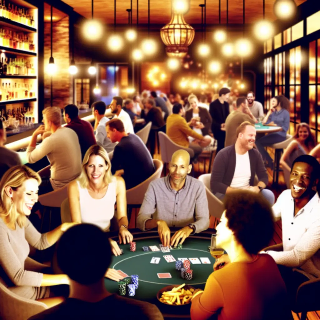 Goście BoberLounge grający w pokera przy stole w przytulnym wnętrzu