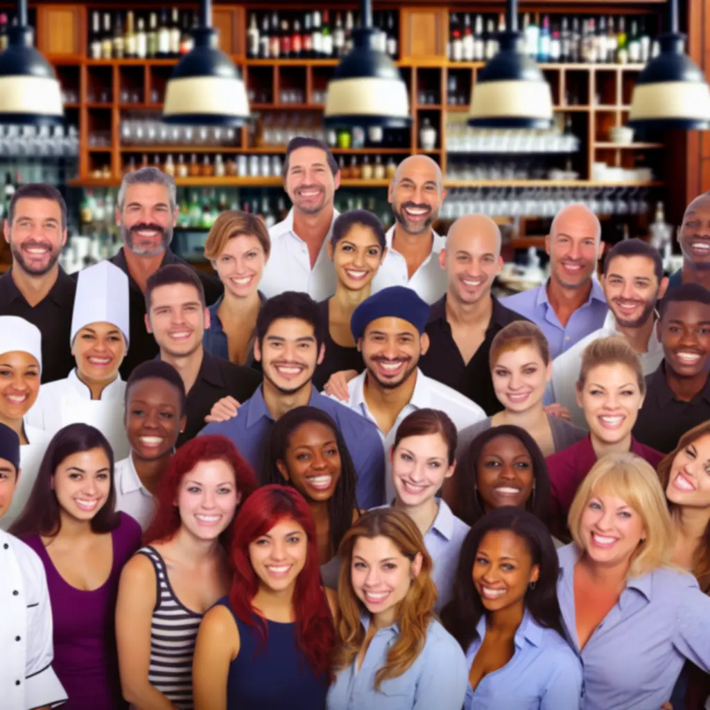 Zespół BoberLounge – kucharze, barmani i obsługa na tle baru